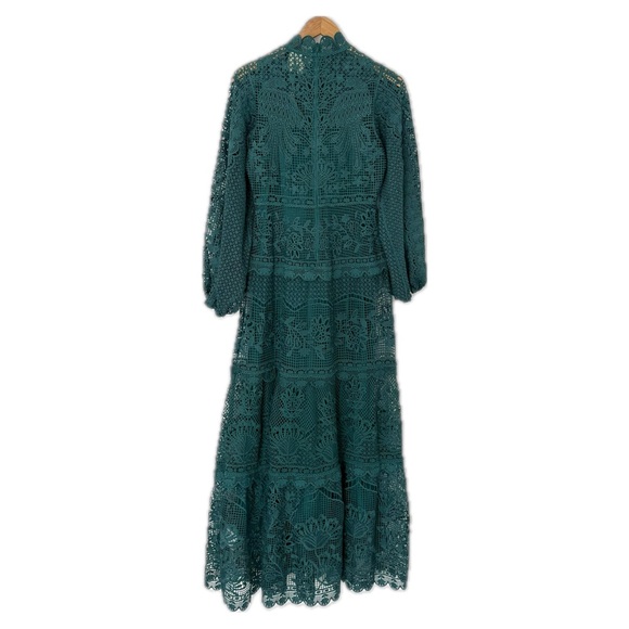 FARM RIO Guipure Lace Long Sleeve Maxi Dress, Dark Green, Size XS, NWT 🇧🇷 - Picture 10 of 16